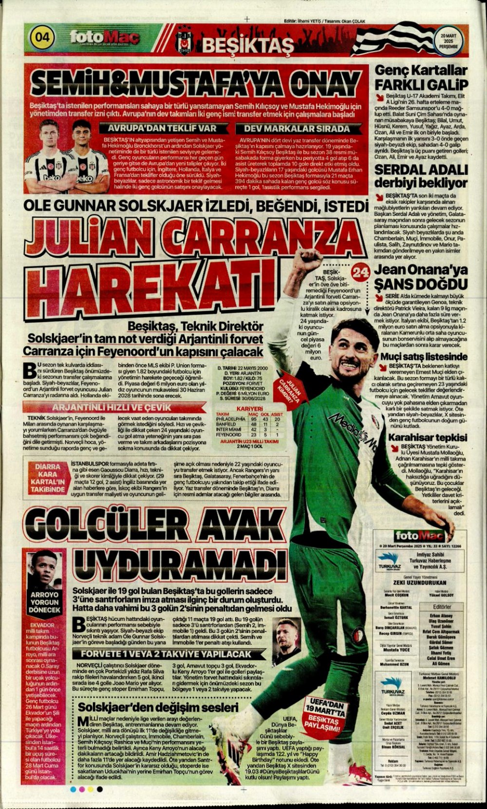 "Milliler avantaj peşinde" (20 Mart 2025 spor manşetleri) - 12