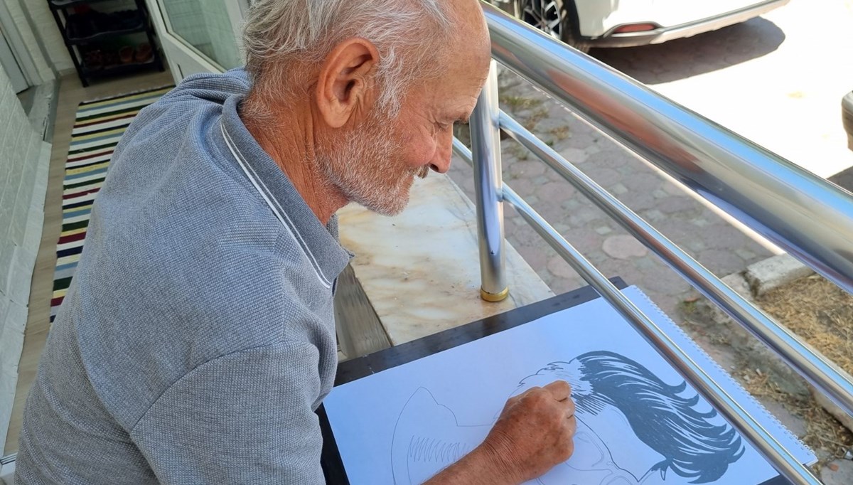 Emekli oldu, içinden yetenek çıktı: Çizdiği resimlerle hayran bırakıyor