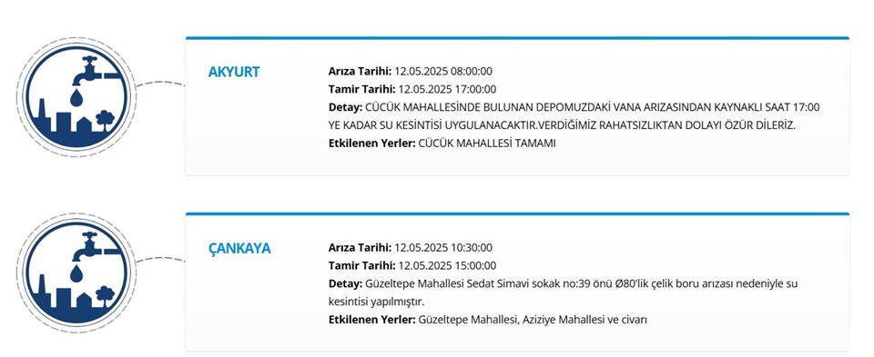 ASKİ 12 Mayıs su kesintisi: Ankara'da sular ne zaman gelecek? - 2