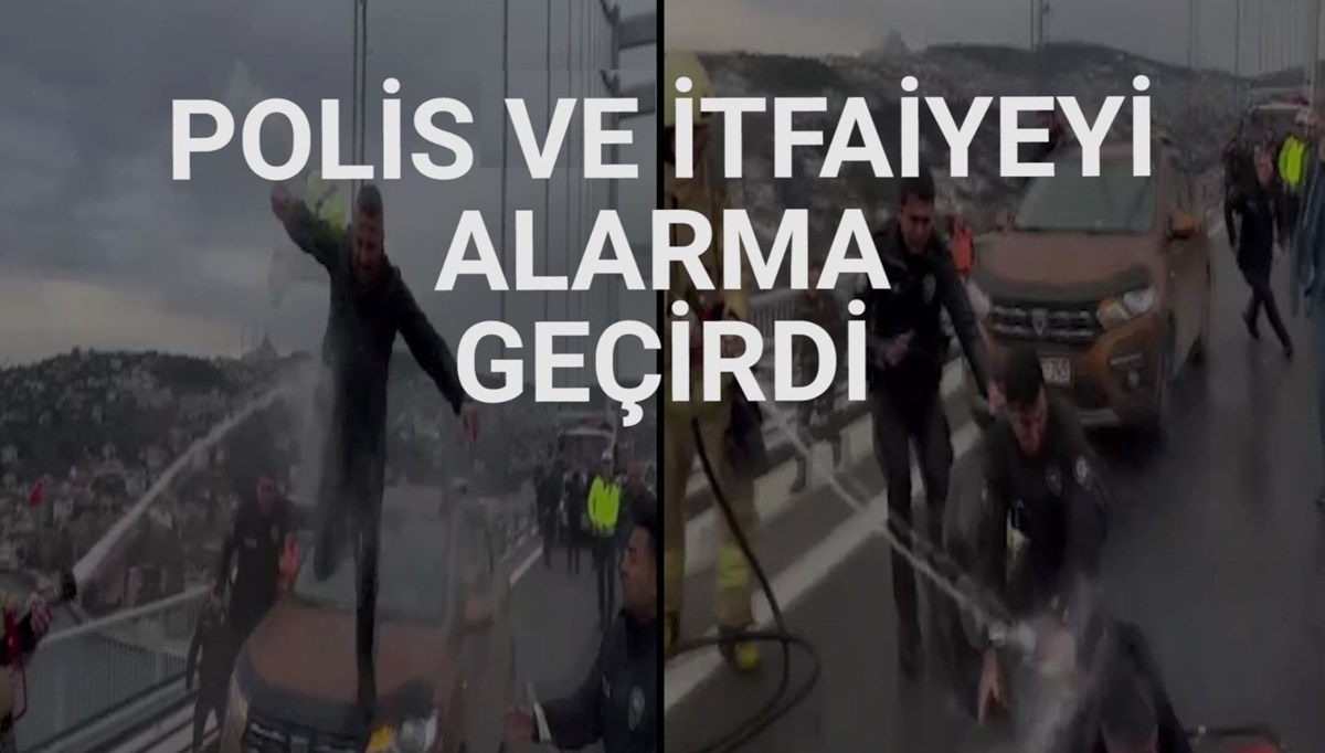 15 Temmuz Şehitler Köprüsü’nde aracın üstüne çıkıp benzin döktü 15 Temmuz Şehitler Köprüsü’nde aracın üstüne çıkıp benzin döktü