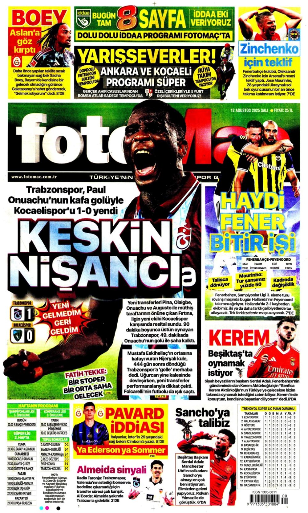 "Altyapıya Osimhen menüsü" (12 Ağustos spor manşetleri) - 6
