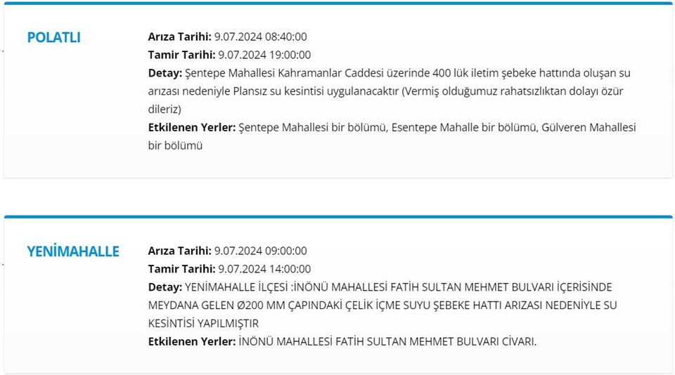 Ankara'nın 6 ilçesinde su kesintisi (Nallıhan, Polatlı, Altındağ...): Sular ne zaman gelecek? ASKİ programı - 3