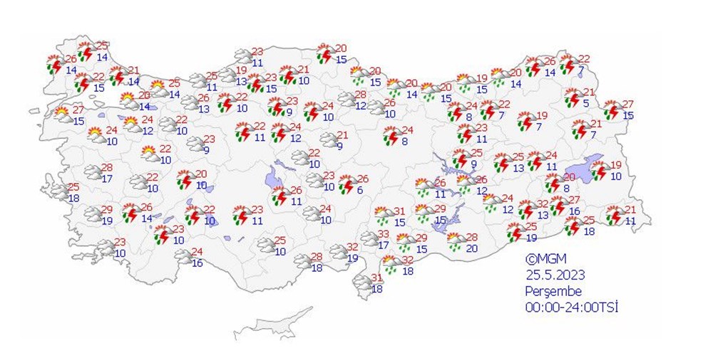 15 il için kuvvetli yağış ve fırtına uyarısı (Bugün hava nasıl olacak?) - 15