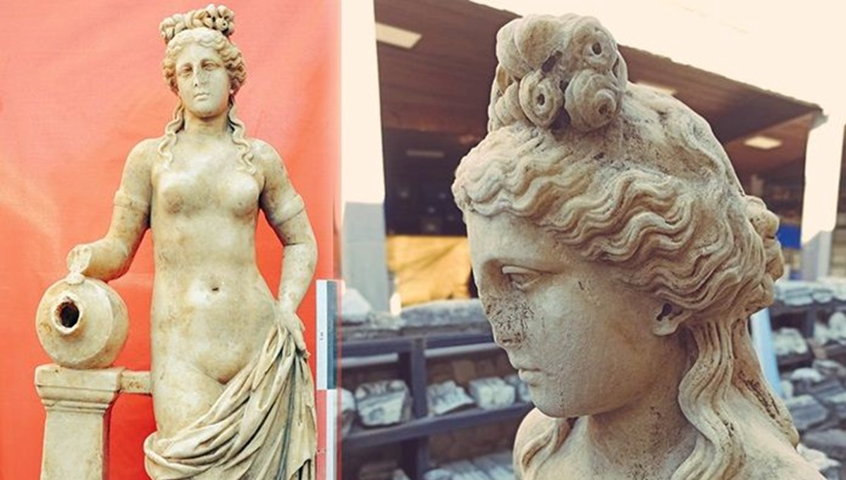 Bartın'da 1800 yıllık su perisi heykeli bulundu