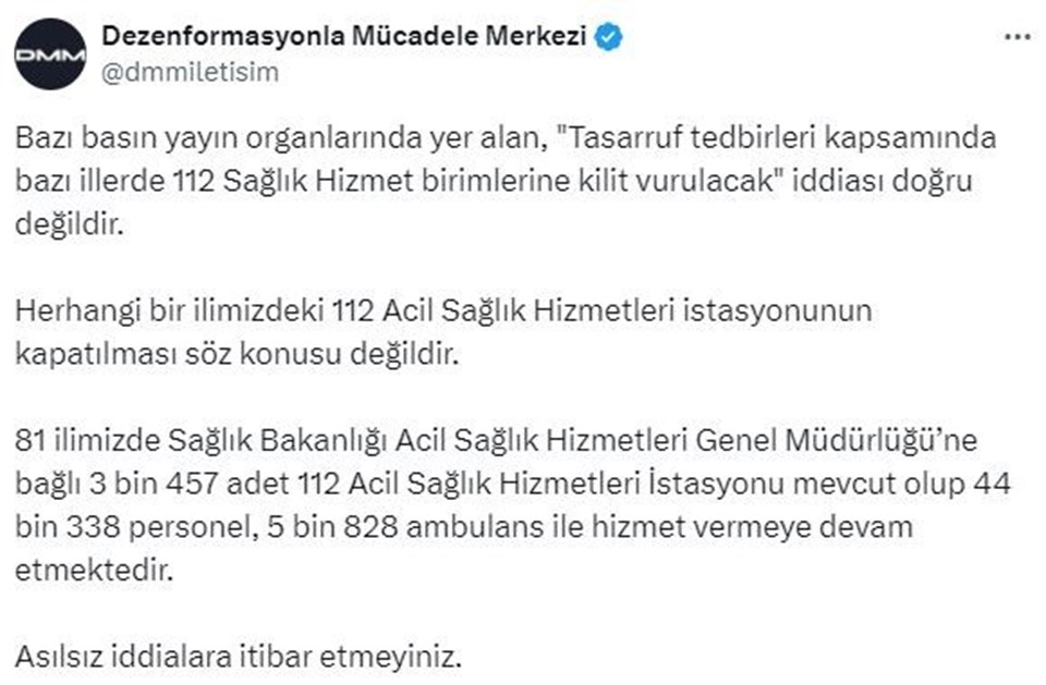 Bazı illerde 112 sağlık hizmet birimlerinin kapatılacağı iddia edilmişti: Açıklama geldi - 1