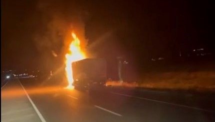 Çorum'da TIR yangını