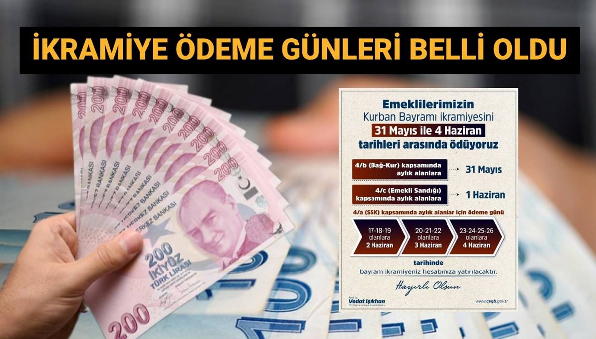 BELLİ OLDU | Emekli bayram ikramiyesi ödeme tarihleri 2025: 4000 TL Kurban Bayramı ikramiyesi ne zaman yatacak? Bakan Işıkhan açıkladı