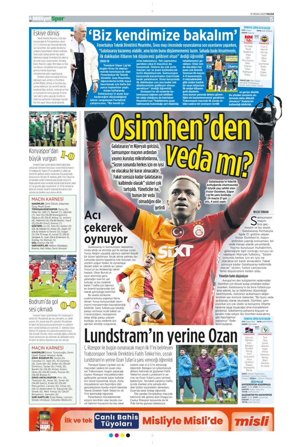 "Kartal ağır yaralı" (13 Nisan 2025 spor manşetleri) - 23