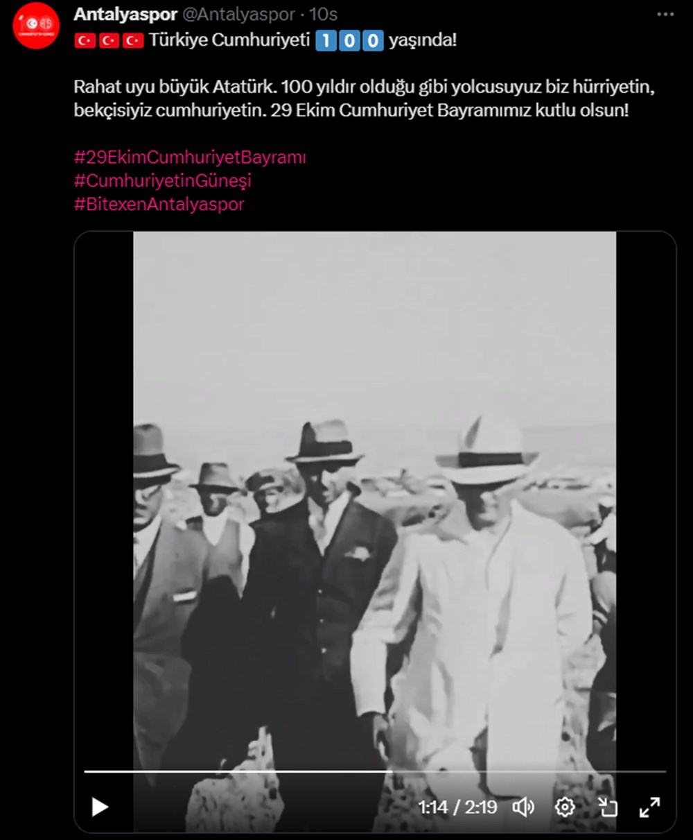 Süper Lig takımlarından 29 Ekim Cumhuriyet bayramı mesajı - 11