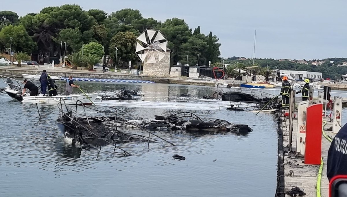 Hırvatistan’da marinada yangın: 22 tekne alev alev yandı