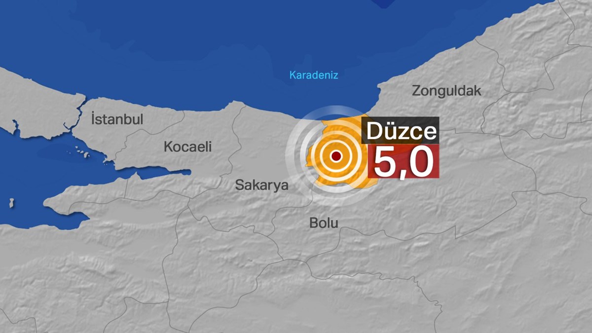 SON DAKİKA: Düzce'de 5 büyüklüğünde deprem SON DAKİKA: Düzce'de 5 büyüklüğünde deprem