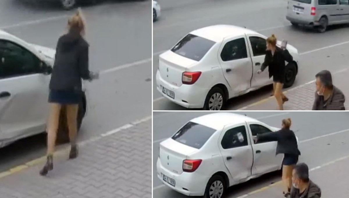 Tartıştığı eşinin aracını parçaladı