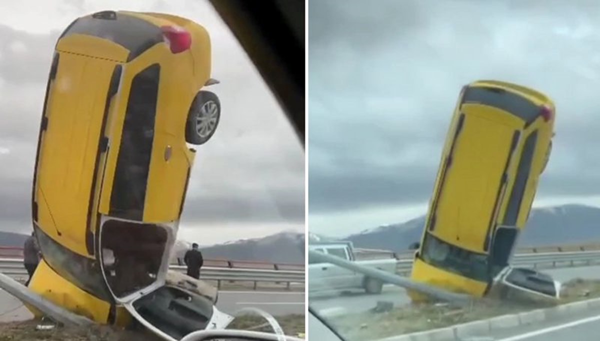 Elektrik direğine çarpıp böyle kaldı Elektrik direğine çarpıp böyle kaldı