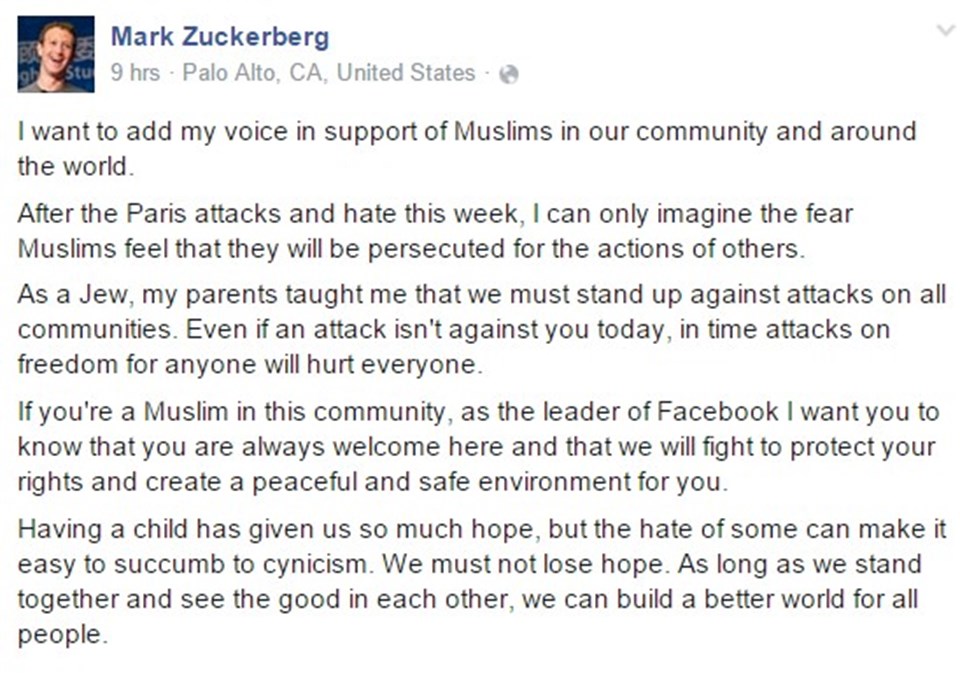 Zuckerberg’den Müslümanlara destek - 1