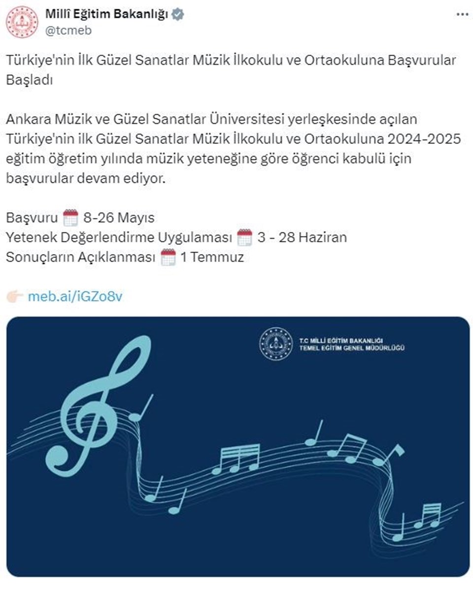 MEB duyurdu: Türkiye'nin İlk Güzel Sanatlar Müzik İlkokulu ve Ortaokuluna Başvurular Başladı - 1