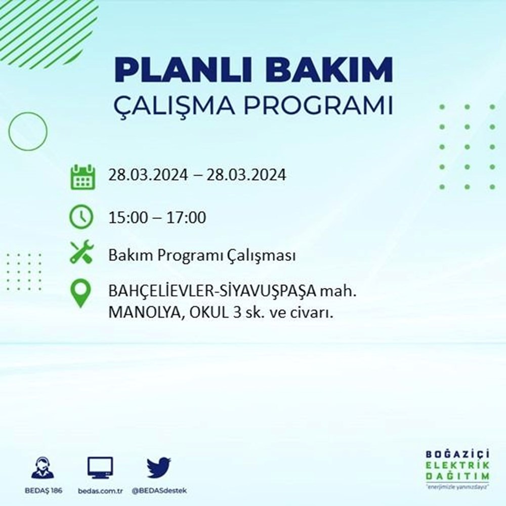 İstanbul'un 19 ilçesinde elektrik kesintisi: Elektrikler ne zaman gelecek? (28 Mart tarihli BEDAŞ kesinti programı) - 9