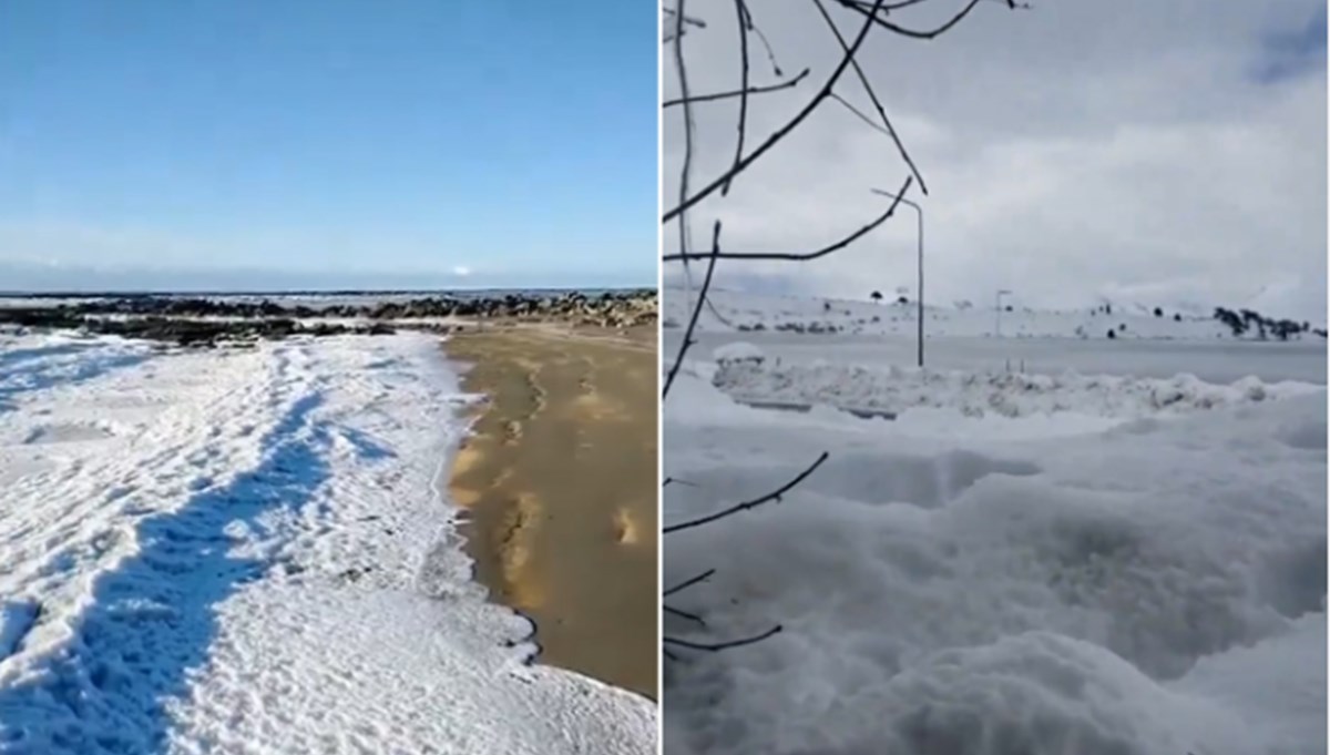 Arjantin'de deniz dondu, dalgalar buza dönüştü Arjantin'de deniz dondu, dalgalar buza dönüştü