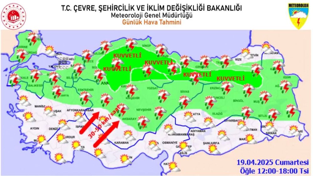 Meteoroloji 20 il için uyardı: Sıcaklık düşüyor, sağanak yağış geliyor (19 Nisan Cumartesi hava durumu) - 3