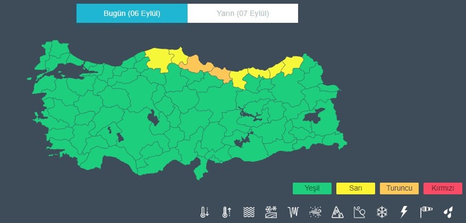 Meteorolojiden 6 ile sarı, 2 ile turuncu uyarı - 1