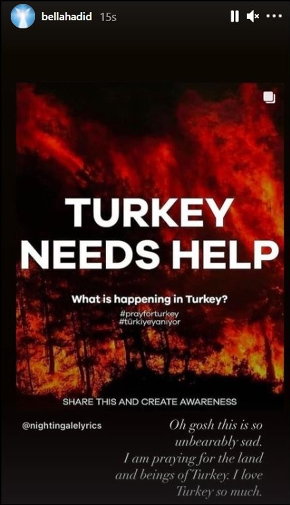 Bella Hadid'den Türkiye mesajı: Bu dayanılmaz şekilde üzücü - 1