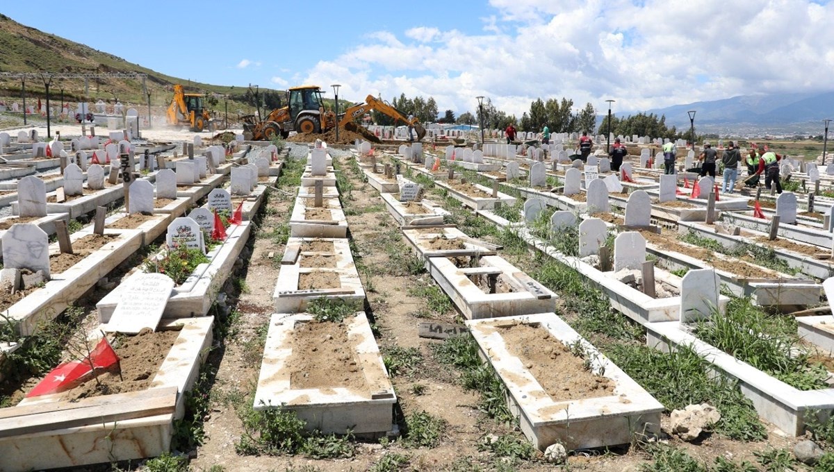 Hatay’da şiddetli yağış deprem mezarlığına zarar verdi Hatay’da şiddetli yağış deprem mezarlığına zarar verdi