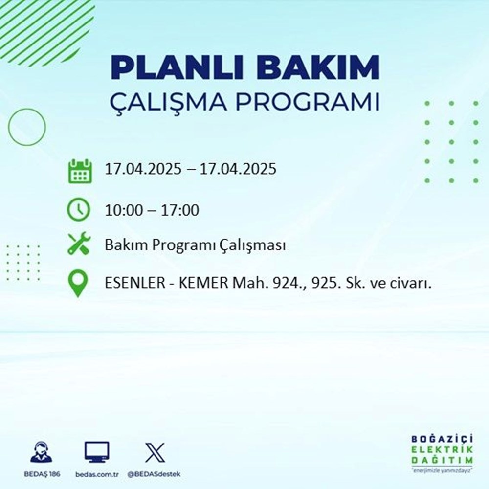 İstanbul'un 21 ilçesinde (Sultangazi, Şişli, Zeytinburnu...) elektrik kesintisi: Elektrikler ne vakit gelecek? 92 7Dg9WW5JqU2gkjScwmymDQ