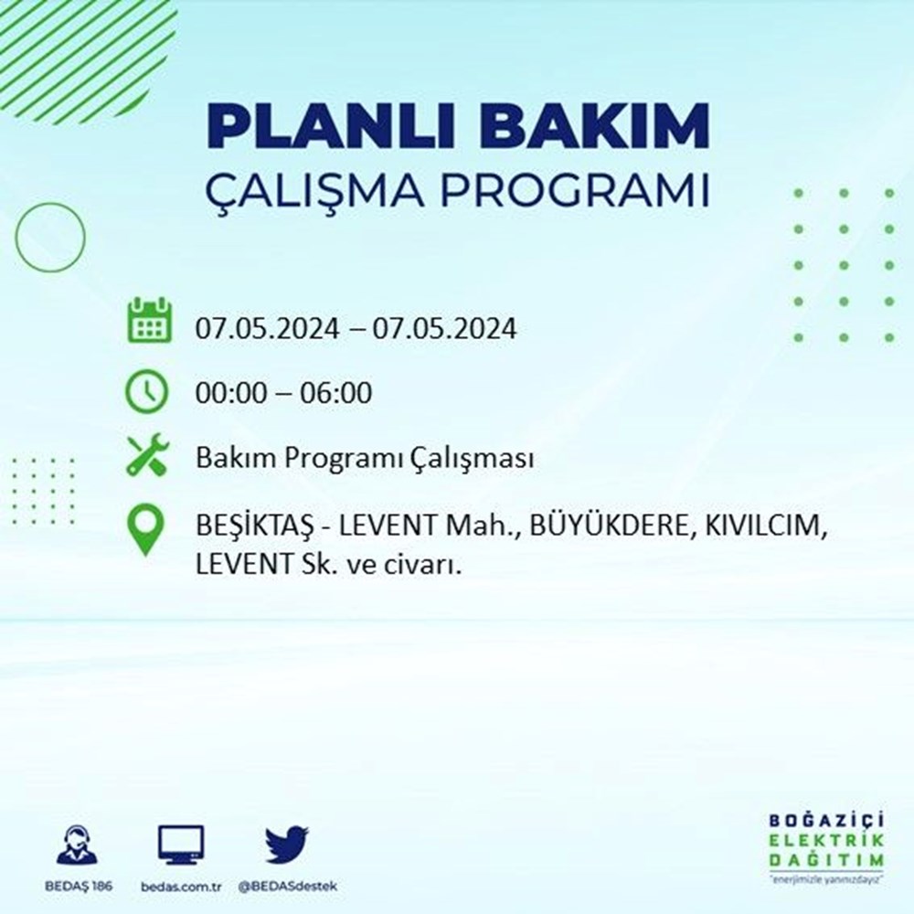تركيا اليوم انقطاع التيار الكهربائي في 23 منطقة في إسطنبول.. تعرف على الجدول انقطاع التيار الكهربائي عن 23 منطقة بإسطنبول: متى تعود الكهرباء؟ (جدول قطع BEDAŞ بتاريخ 7 مايو) - 19