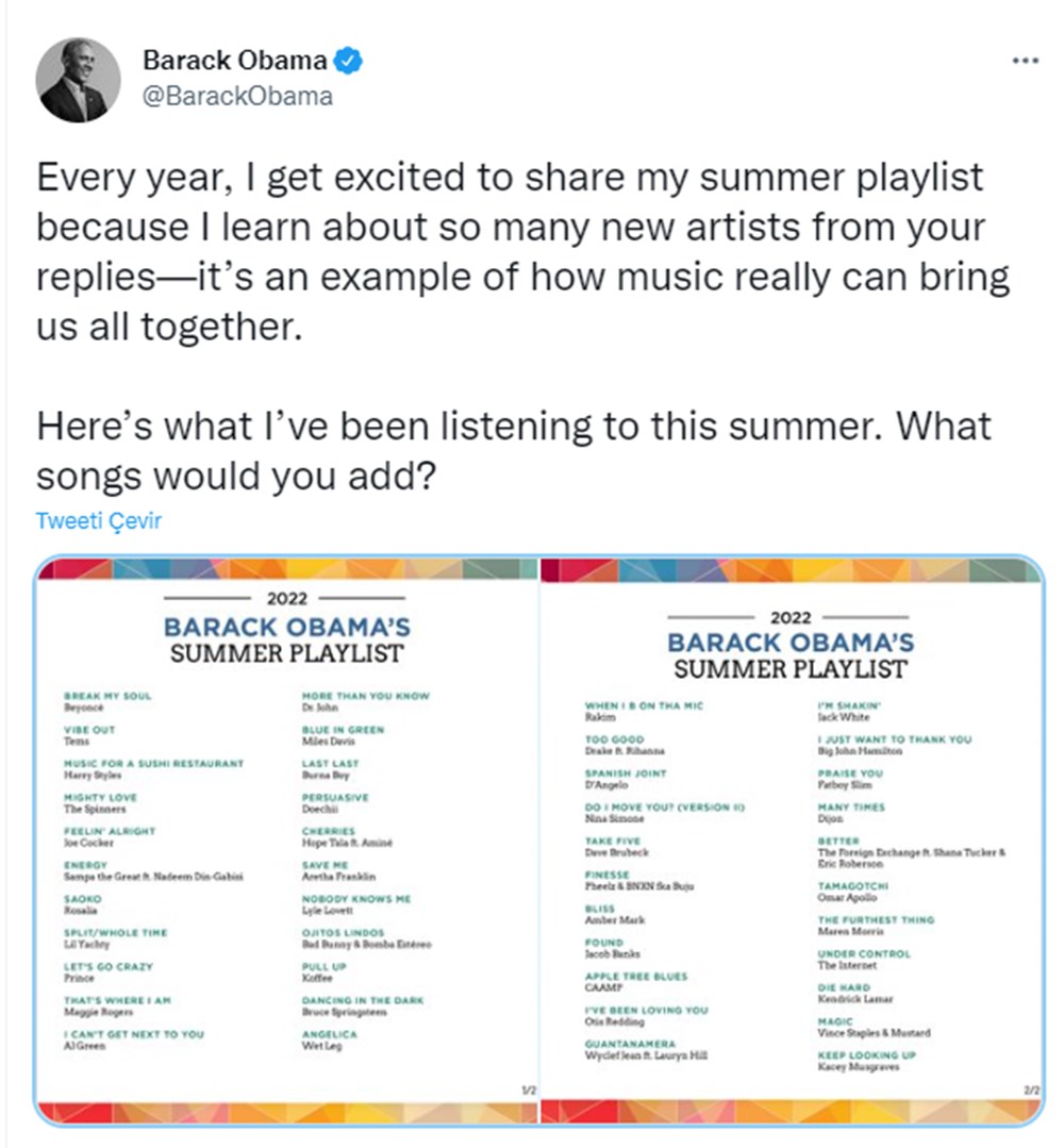 Barack Obama bu yaz en sevdiği şarkıların listesini paylaştı - 2