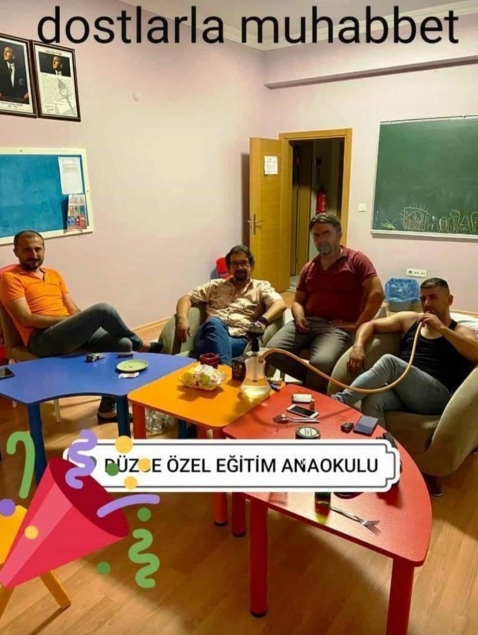 Düzce'de anaokulunda nargile içen müdür ve öğretmenlere soruşturma - 1