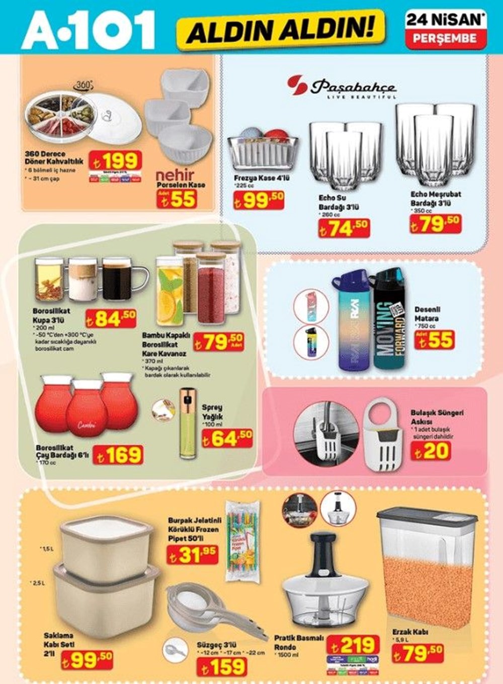 A101'de bu hafta yok yok! A101 aktüel katalog 24 Nisan: A101 marketlerde mesken gereçleri, beyaz eşya, dokuma eserleri, oyuncaklar, mobilya çeşitleri 83 7V56A7I akyLPAgu4jSTEw