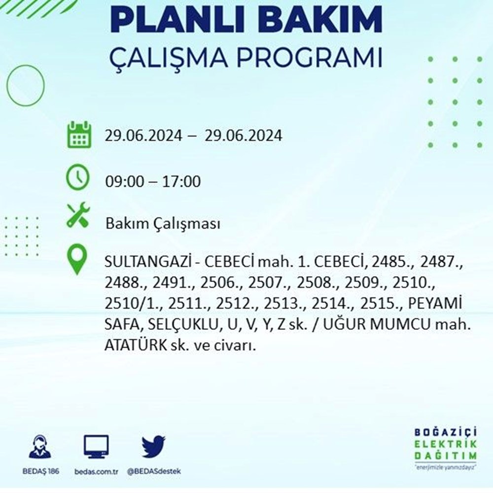 İstanbul'un 11 ilçesinde elektrik kesintisi: Elektrikler ne zaman gelecek? (BEDAŞ 29 Haziran elektrik kesintisi programı) - 15