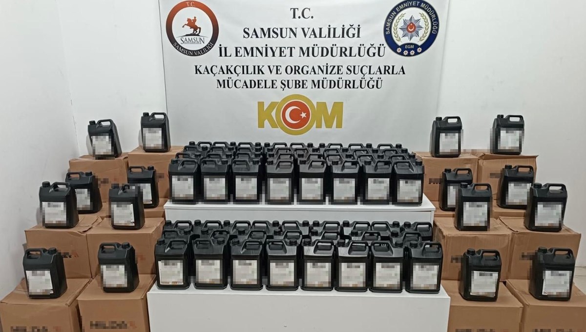 Samsun'da 1 ton etil alkol yakalandı Samsun'da 1 ton etil alkol yakalandı