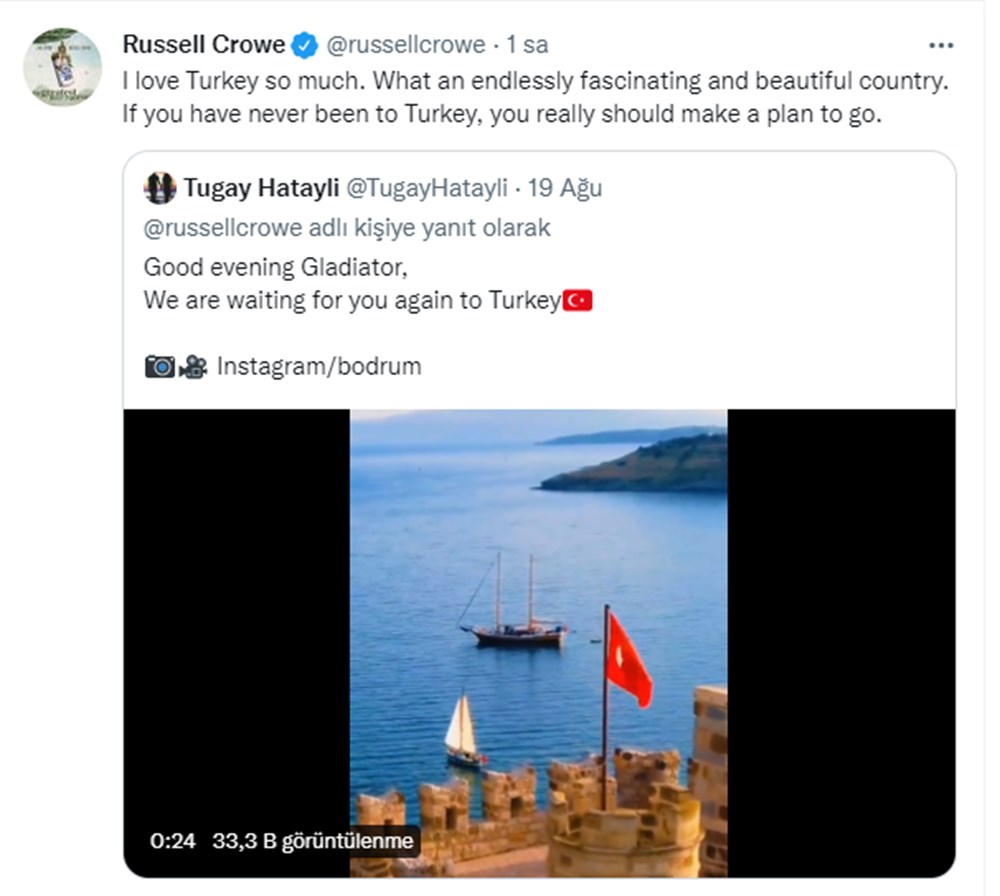 Russell Crowe hayranlarını Türkiye'yi ziyaret etmeye çağırdı - 2