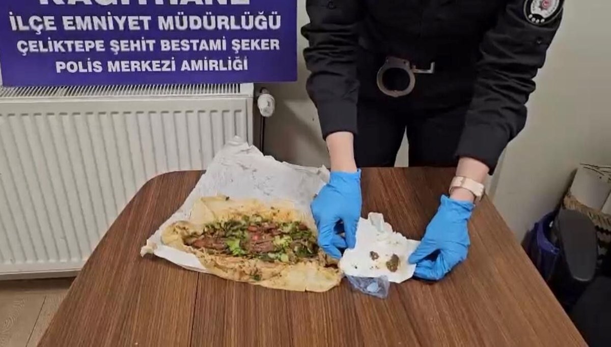 Polis merkezine dürüm içinde uyuşturucu Polis merkezine dürüm içinde uyuşturucu