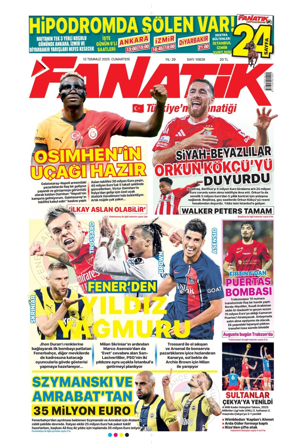 "Gözler Brown'da" (12 Temmuz 2025 spor manşetleri) - 1