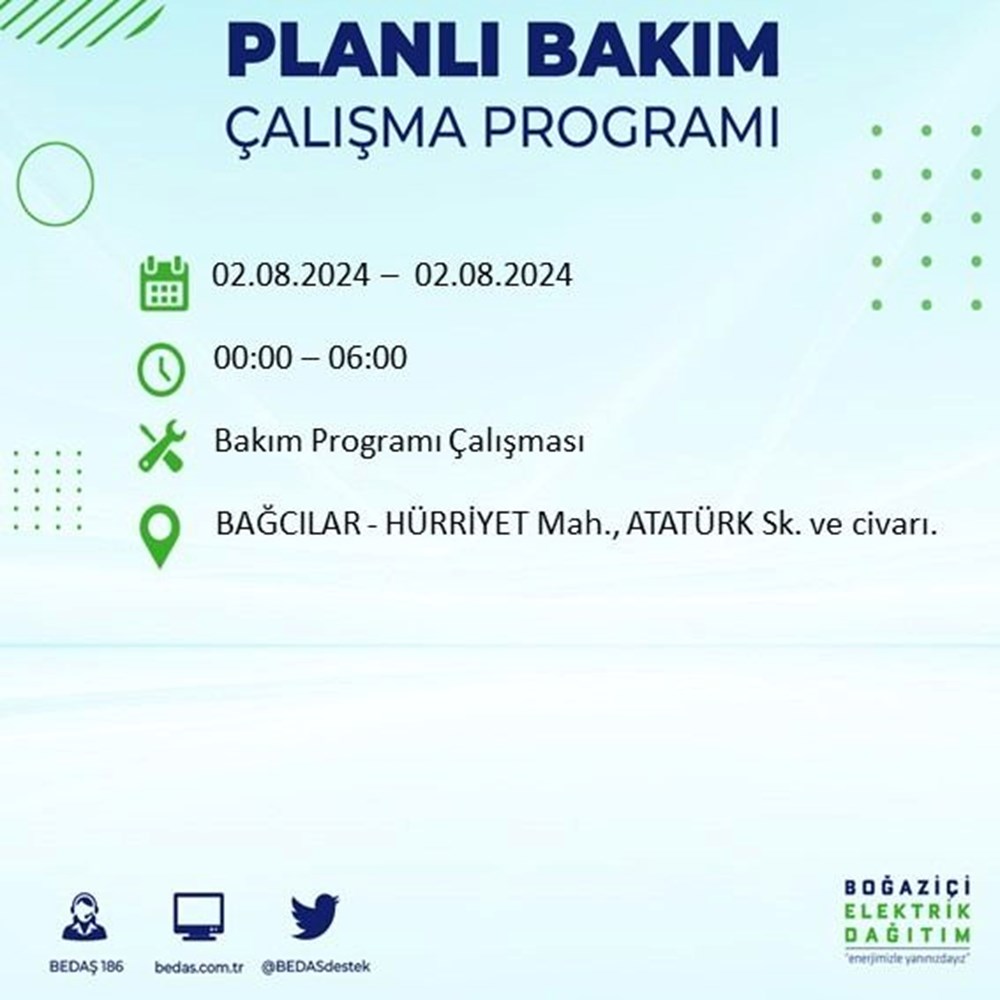 İstanbul'un 22 ilçesinde elektrik kesintisi: Elektrikler ne zaman gelecek? (2 Ağustos BEDAŞ kesinti programı) - 5