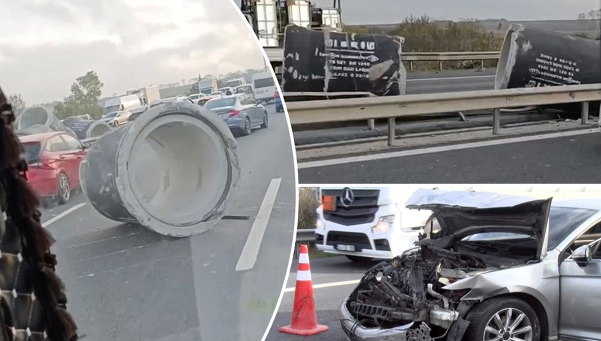 TEM’de facia ucuz atlatıldı (Beton borular yola savruldu) TEM’de facia ucuz atlatıldı (Beton borular yola savruldu)