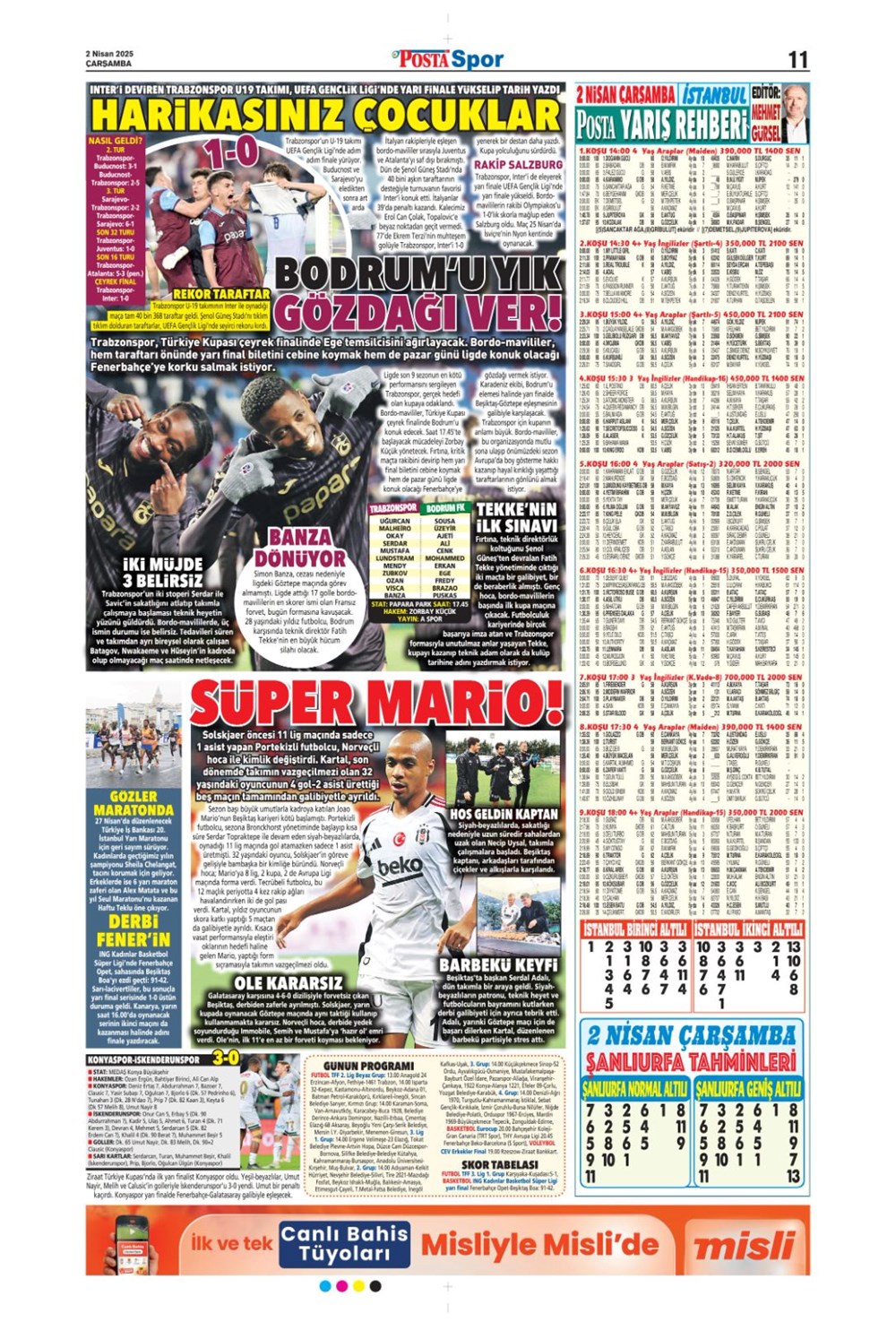 "Derbi bayramı" (2 Nisan 2025 spor manşetleri) - 22