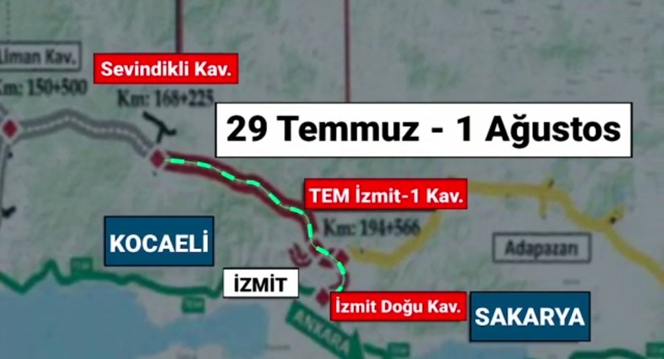 İstanbul-Ankara yönü açılacak bölüm.