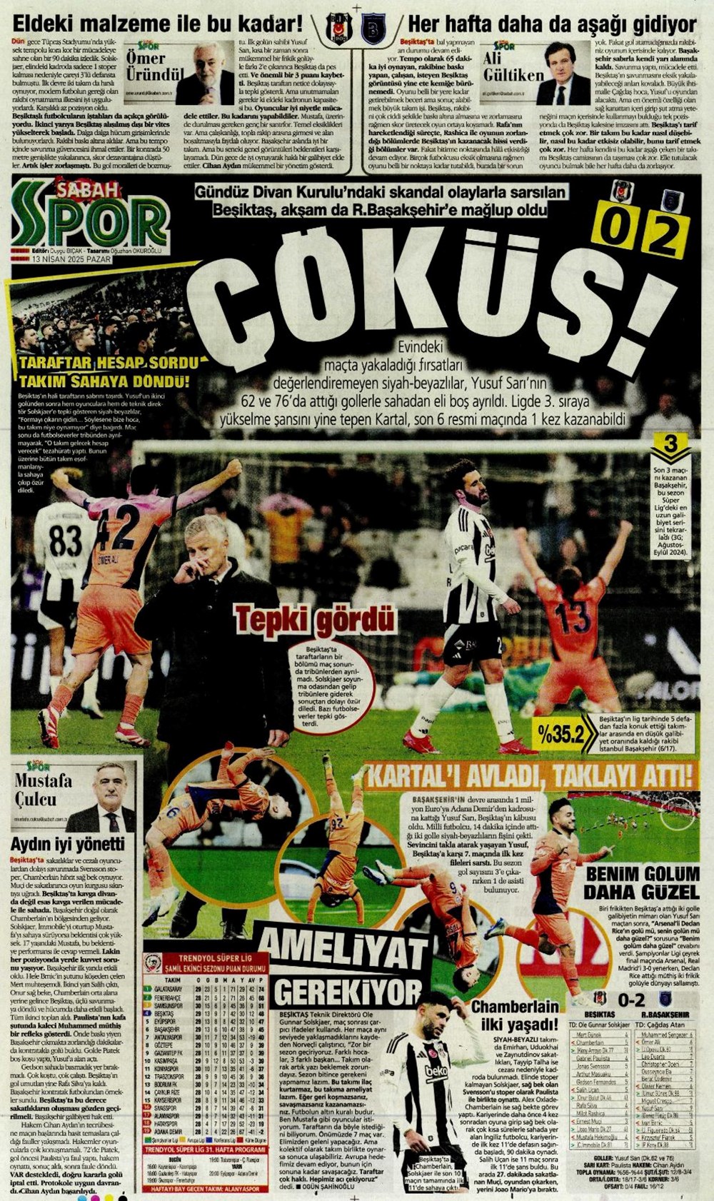 "Kartal ağır yaralı" (13 Nisan 2025 spor manşetleri) - 28