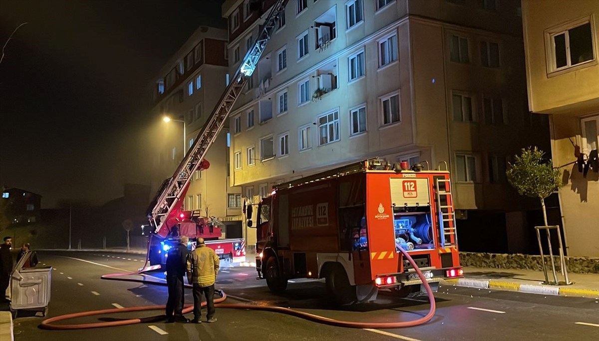 Pendik'te 6 katlı binada korkutan yangın