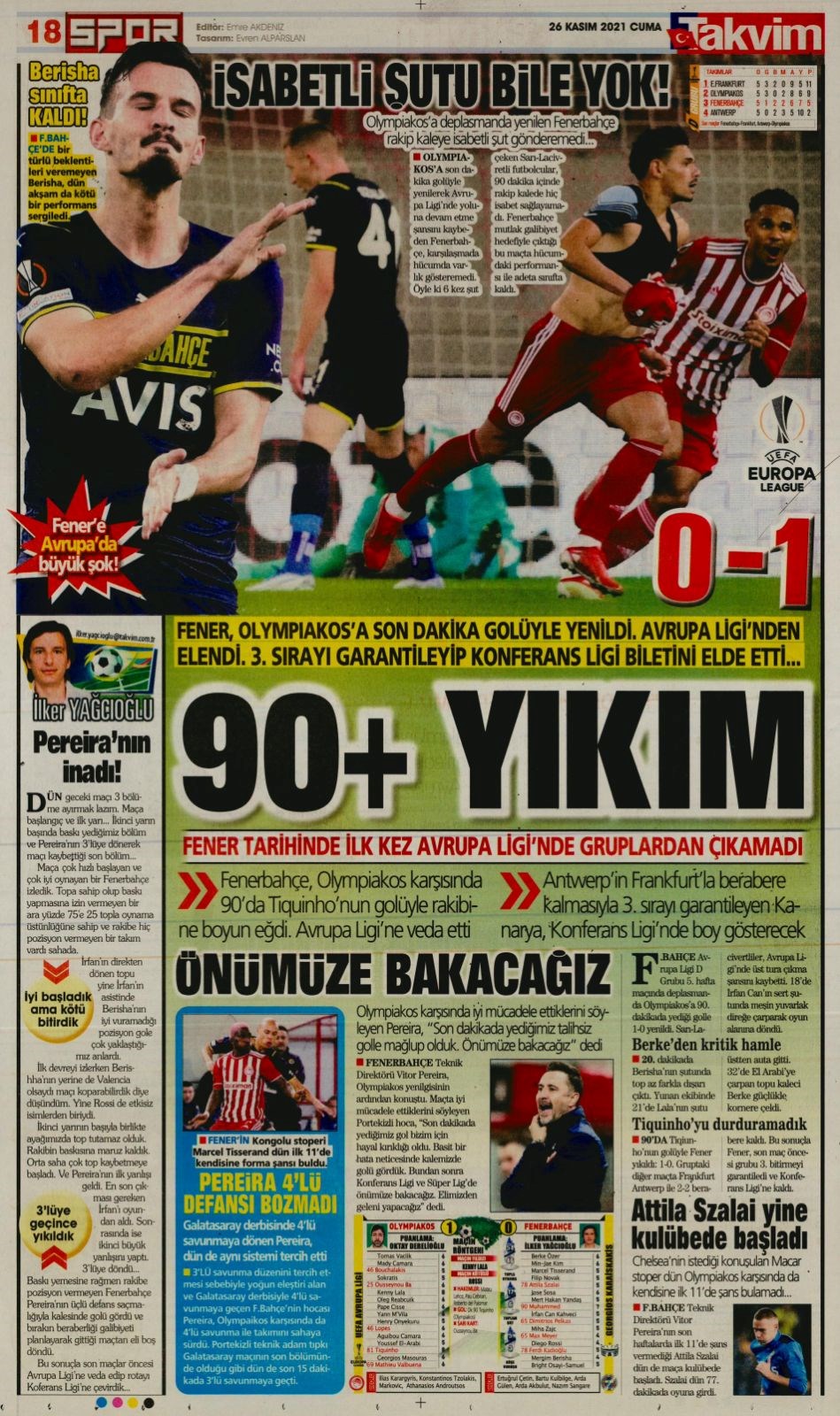 gunun spor mansetleri 26 kasim 2021 son dakika spor haberleri ntv haber