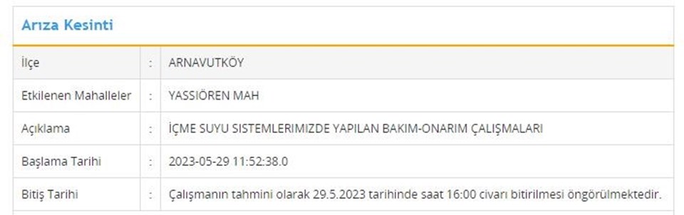 Sular ne zaman gelecek? İSKİ 29 Mayıs tarihli su kesintisi programı - 1