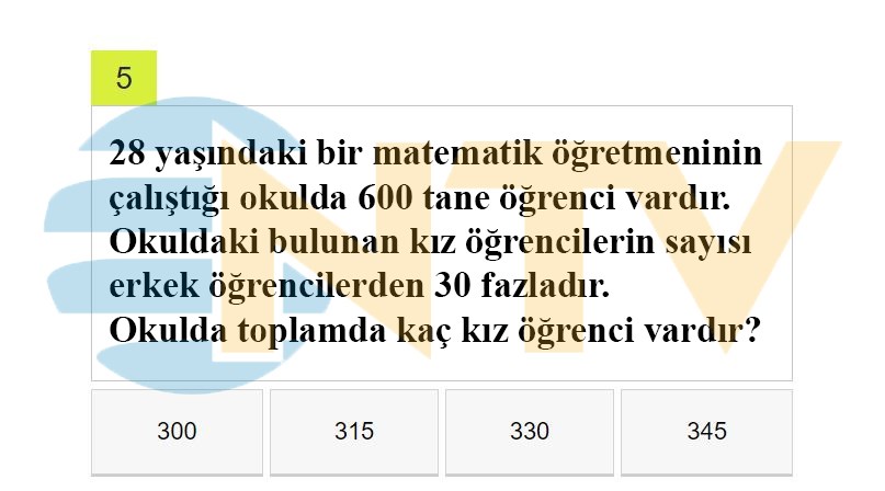 Ustun Zekalilar Testinden Matematik Sorulari Ntv