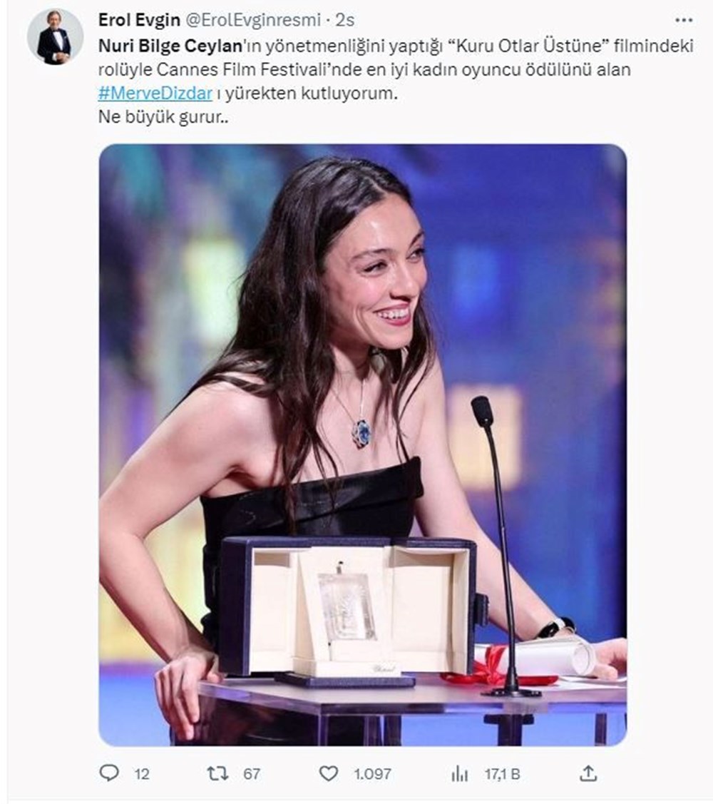 Cannes'dan ödülle dönen Merve Dizdar'a tebrik mesajları yağdı - 17