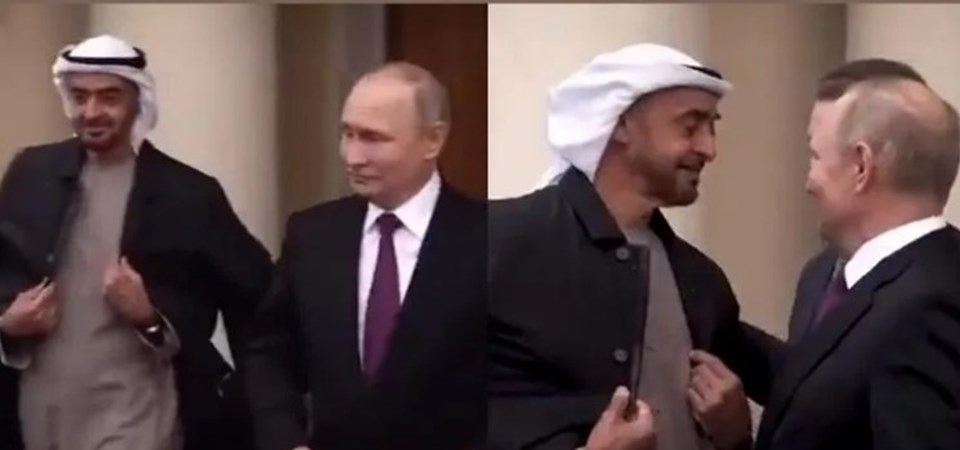 Putin, BAE Devlet Başkanı Al Nahyan'a üşüdüğü için kendi montunu verdi - 1