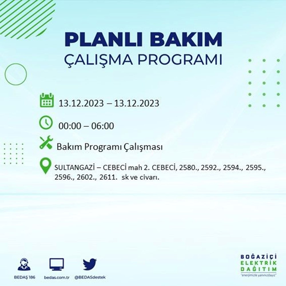 İstanbul'un 20 ilçesinde elektrik kesintisi: Elektrikler ne zaman gelecek? (13 Aralık BEDAŞ kesinti programı) - 34