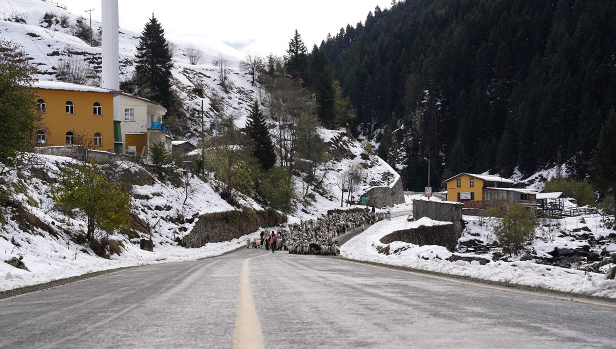 Rize'nin yüksek kesimleri beyaza büründü