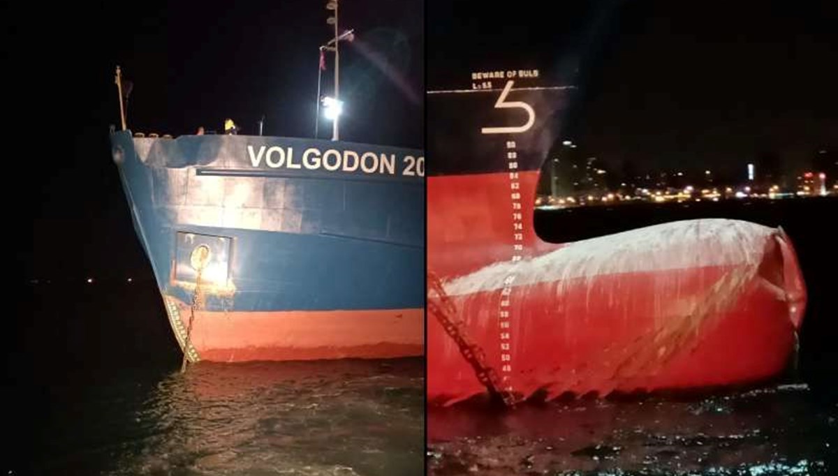 İstanbul'da demirleyen kargo gemisi konteyner gemisine çarptı
