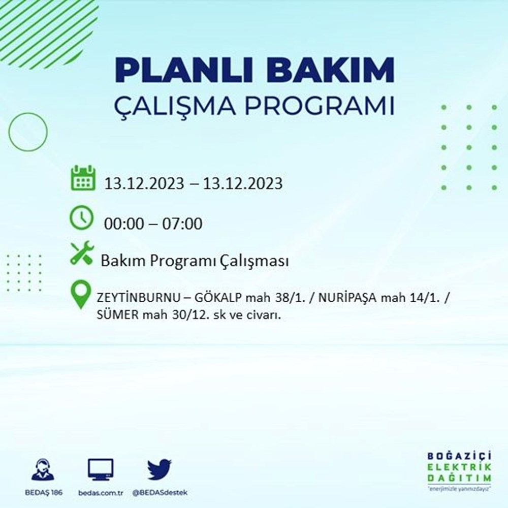 İstanbul'un 20 ilçesinde elektrik kesintisi: Elektrikler ne zaman gelecek? (13 Aralık BEDAŞ kesinti programı) - 41